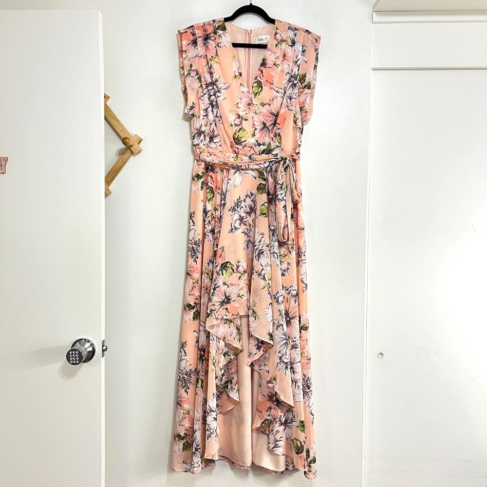 Eliza J Floral Ruffle High Low Dress Blush Size 14 - Picture 2 of 10